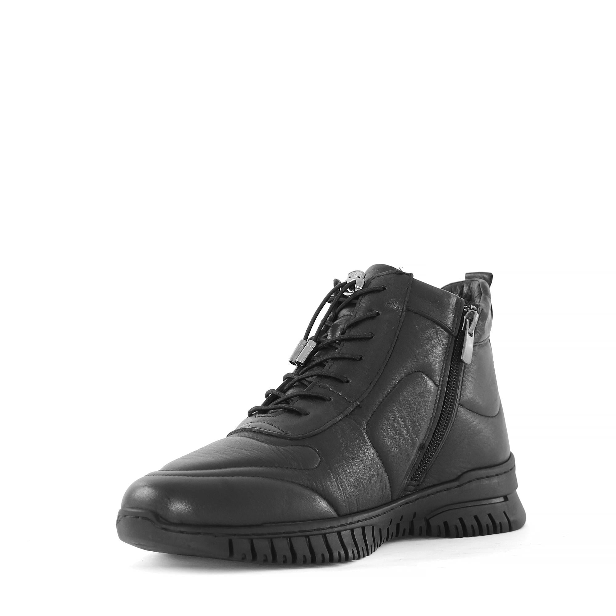 Kadın Siyah Fermuarlı Kısa Deri Bot