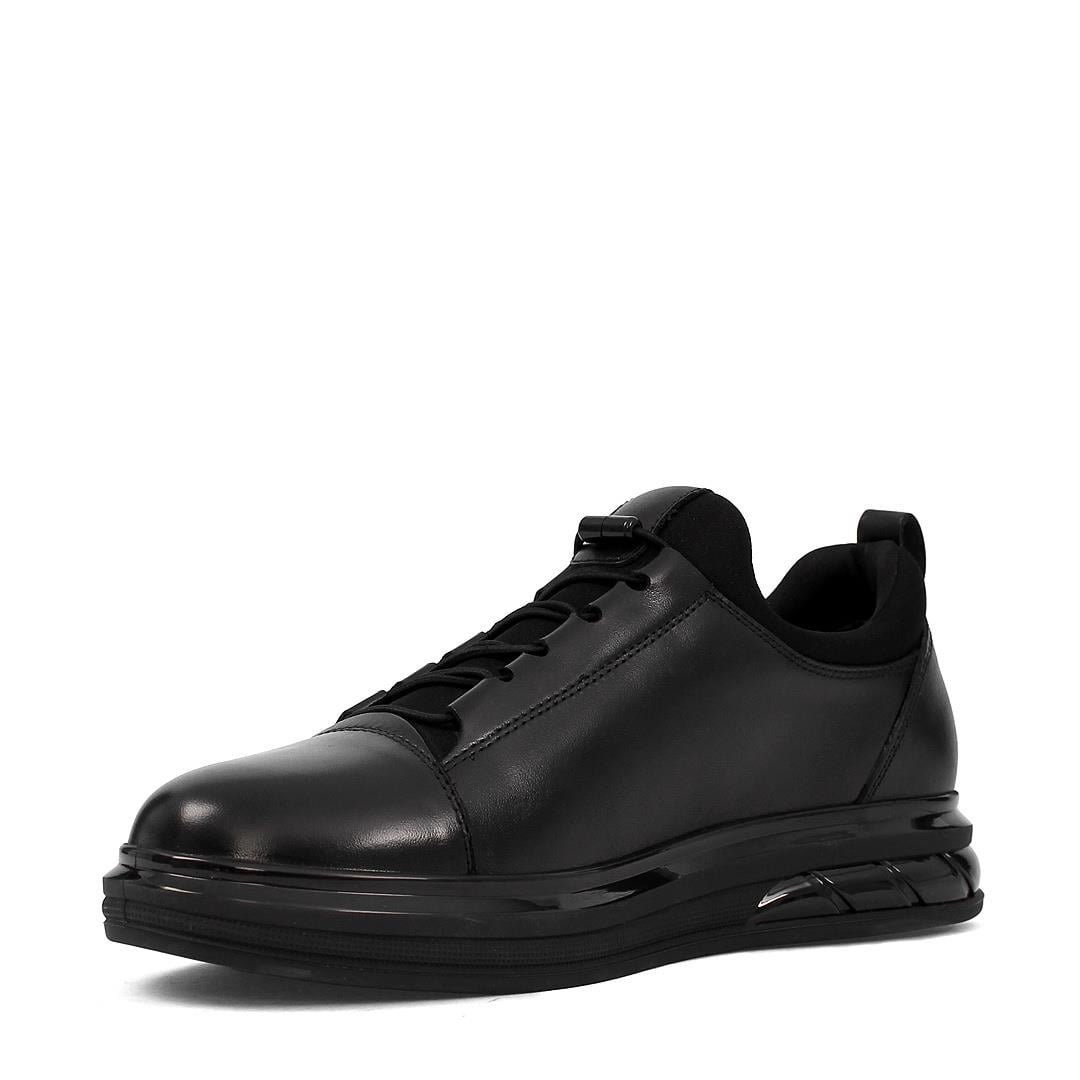Erkek Siyah Kalın Tabanlı Deri Sneaker