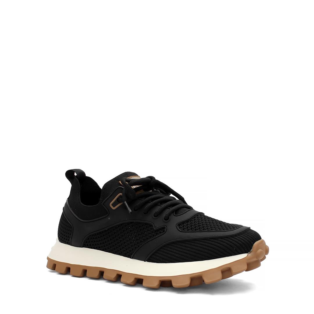 Erkek Siyah Bağcıklı Kalın Tabanlı Deri Sneaker