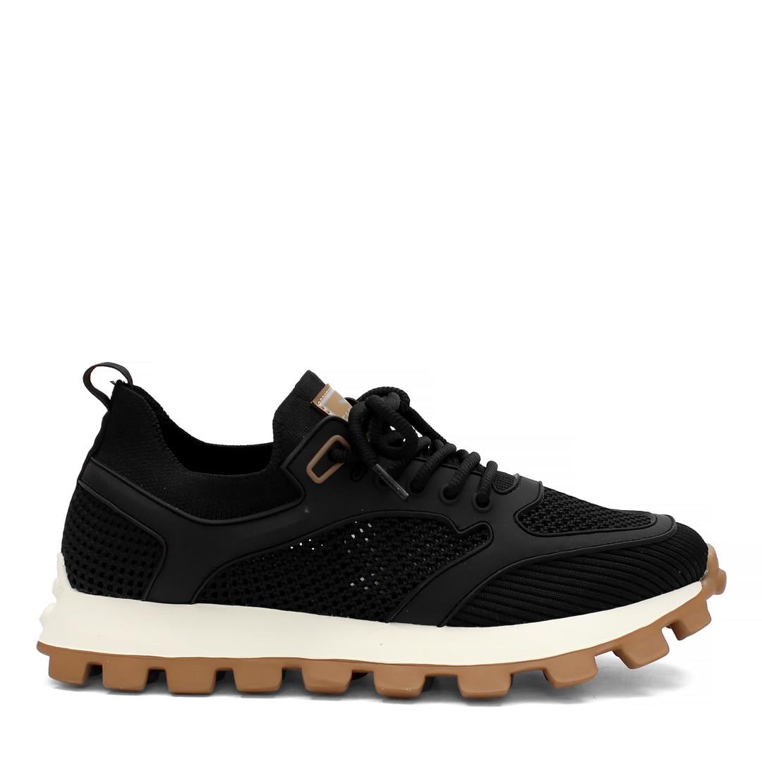 Erkek Siyah Bağcıklı Kalın Tabanlı Deri Sneaker