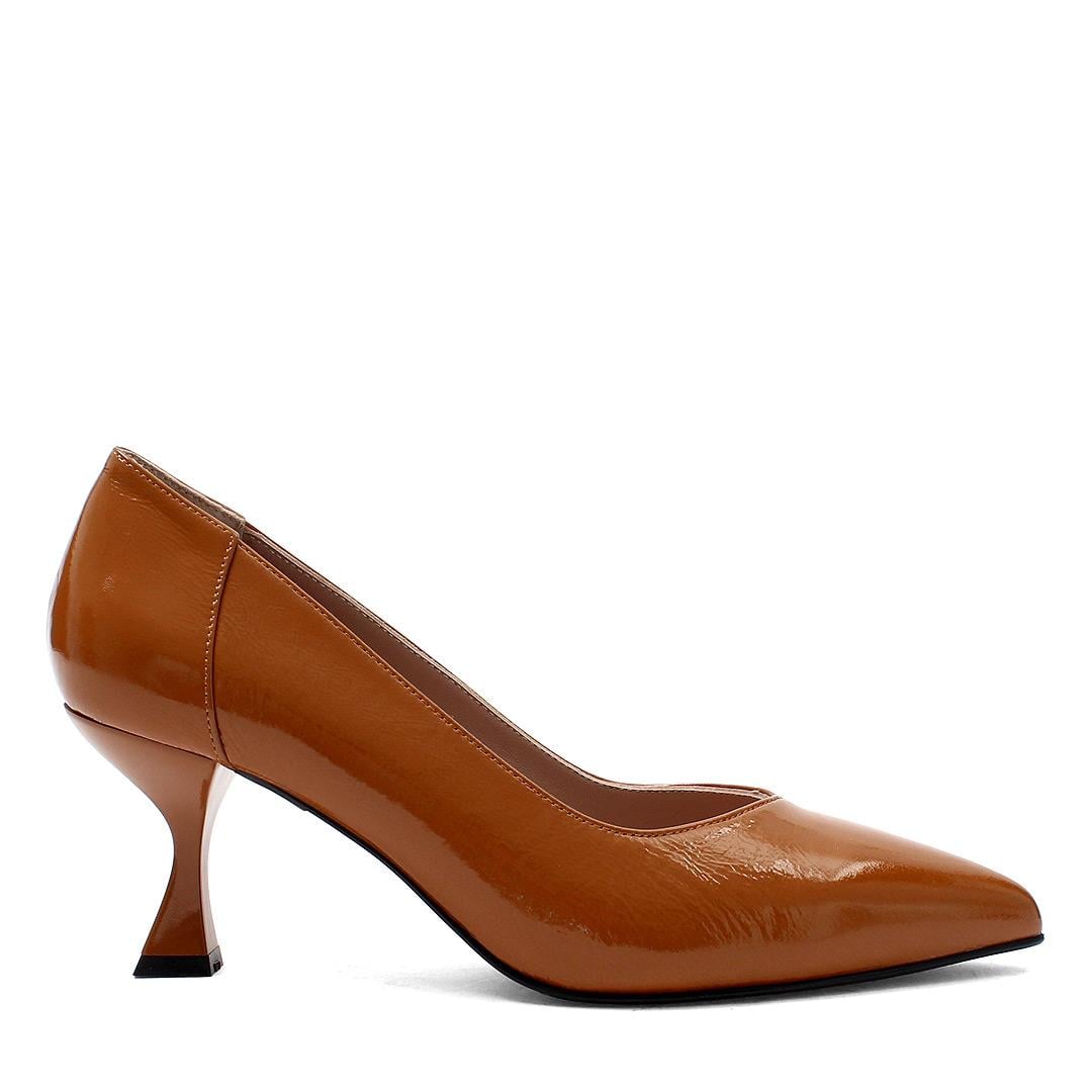 Kadın Taba İnce Topuklu Rugan Deri Stiletto