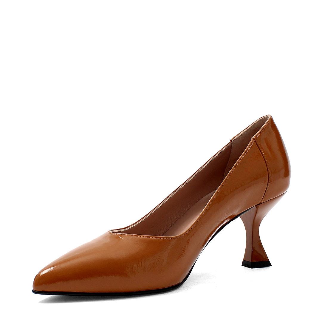 Kadın Taba İnce Topuklu Rugan Deri Stiletto