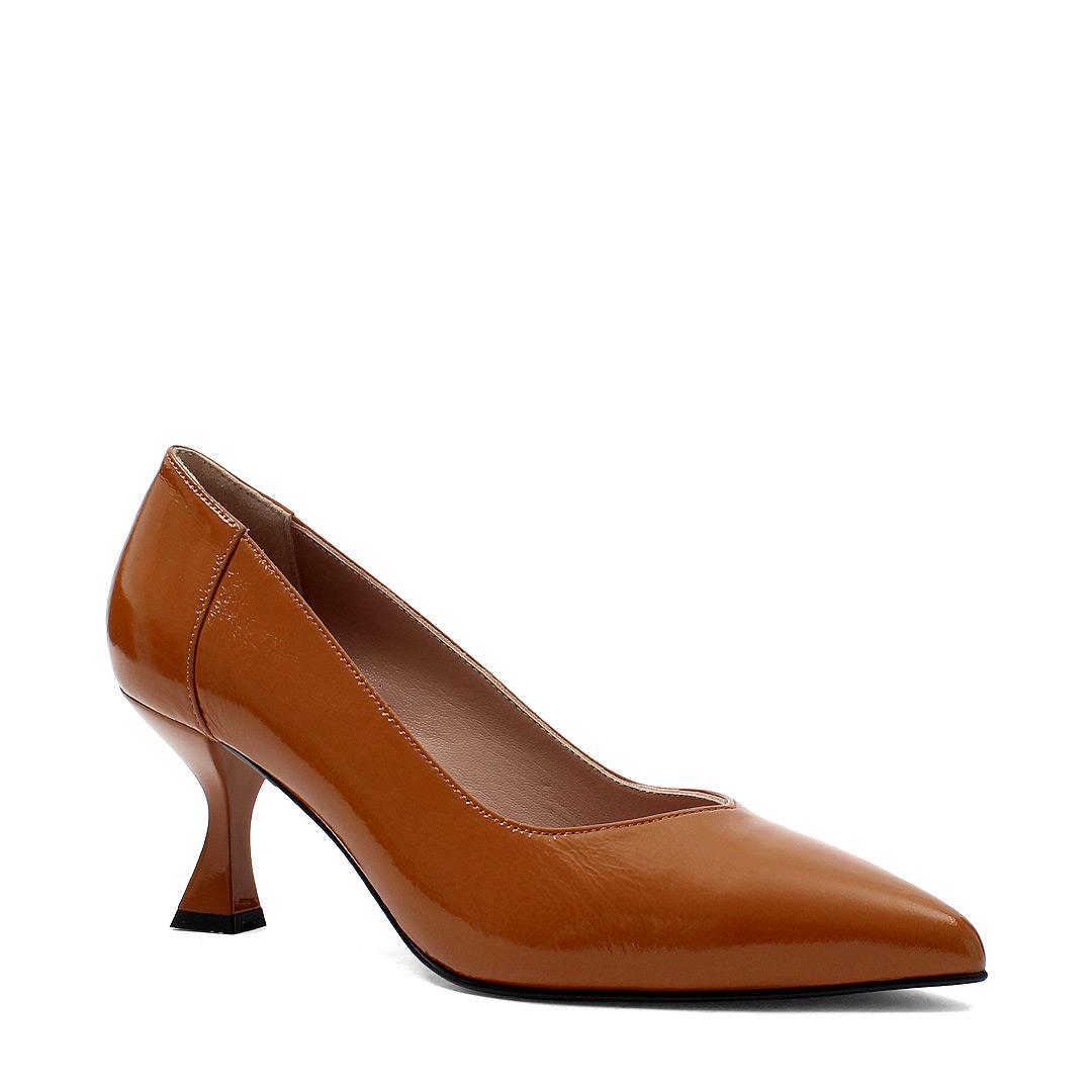 Kadın Taba İnce Topuklu Rugan Deri Stiletto