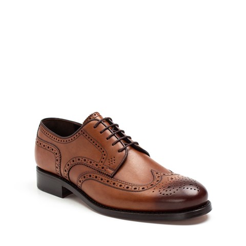 Erkek Taba Bağcıklı Deri Klasik Ayakkabı