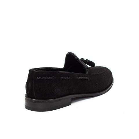 Erkek Siyah Püsküllü Süet Deri Loafer