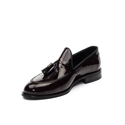 Erkek Bordo Püsküllü Açma Deri Loafer