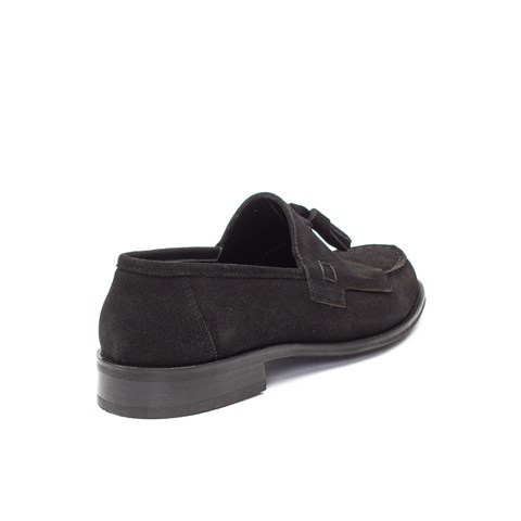 Erkek Siyah Püsküllü Süet Deri Loafer