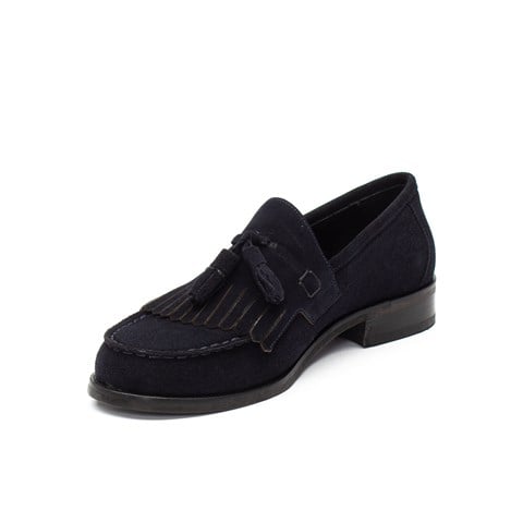 Erkek Lacivert Püsküllü Süet Deri Loafer