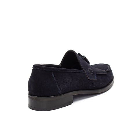 Erkek Lacivert Püsküllü Süet Deri Loafer
