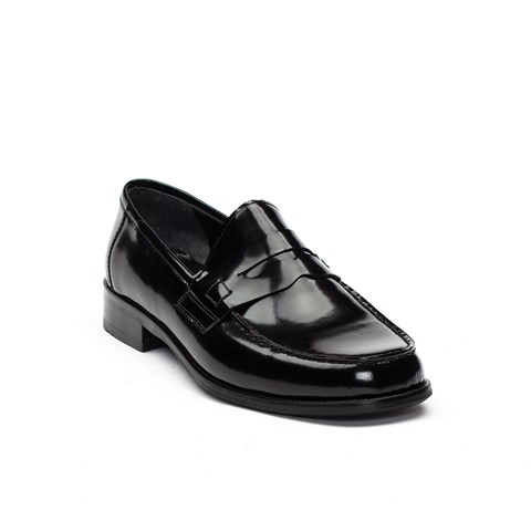 Erkek Siyah Açma Deri Loafer