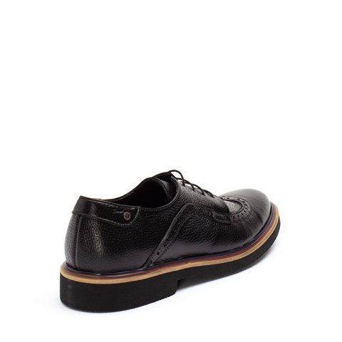 Erkek Siyah Bağcıklı Deri Günlük Ayakkabı