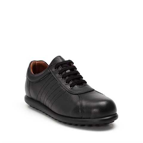 Erkek Siyah Bağcıklı Deri Sneaker