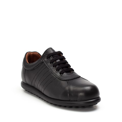 Kadın Siyah Bağcıklı Deri Sneaker