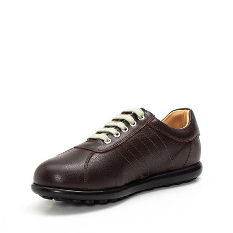 Kadın Kahverengi Bağcıklı Deri Sneaker