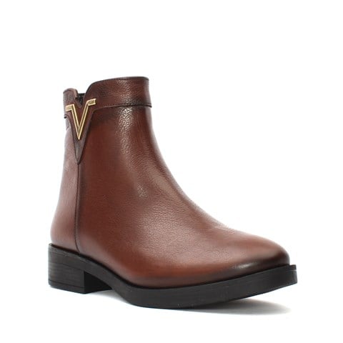 Kadın Taba Fermuarlı Kısa Deri Bot