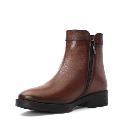 Kadın Taba Fermuarlı Kısa Deri Bot