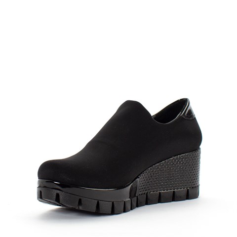 Kadın Siyah Streç Dolgu Topuklu Ayakkabı