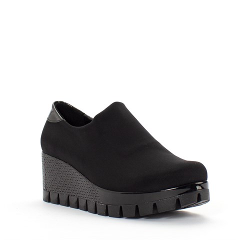 Kadın Siyah Streç Dolgu Topuklu Ayakkabı