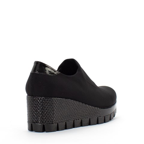 Kadın Siyah Streç Dolgu Topuklu Ayakkabı