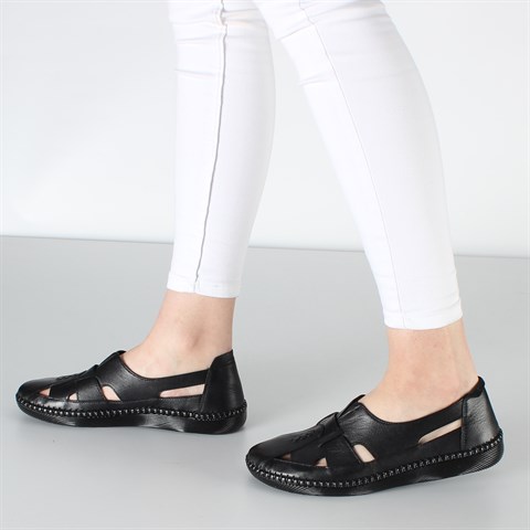 Kadın Siyah Deri Ayakkabı