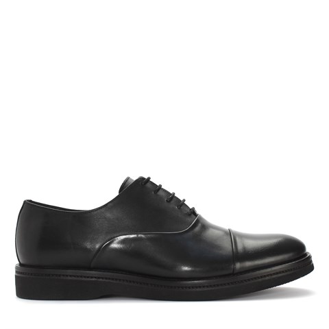 Erkek Siyah Bağcıklı Deri Klasik Ayakkabı