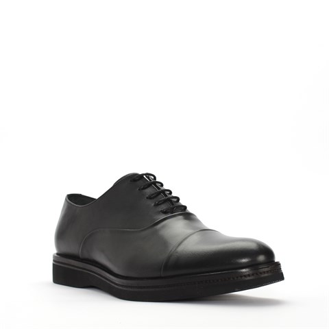 Erkek Siyah Bağcıklı Deri Klasik Ayakkabı