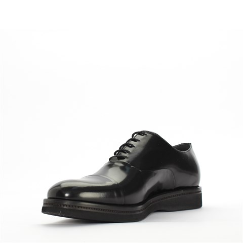 Erkek Siyah Bağcıklı Açma Deri Klasik Ayakkabı