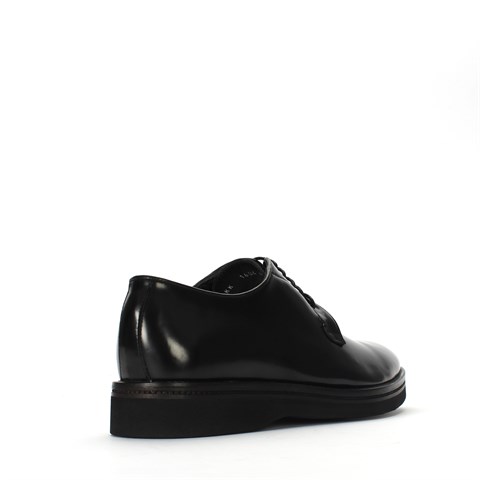 Erkek Siyah Bağcıklı Açma Deri Klasik Ayakkabı