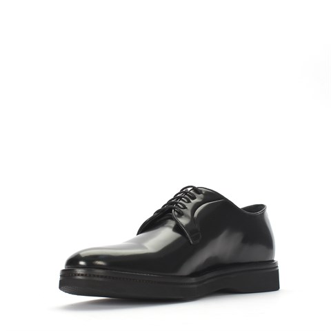 Erkek Siyah Bağcıklı Açma Deri Klasik Ayakkabı