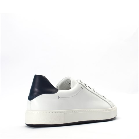 Erkek Beyaz Bağcıklı Kalın Tabanlı Deri Sneaker