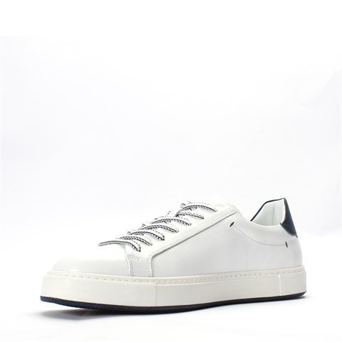 Erkek Beyaz Bağcıklı Kalın Tabanlı Deri Sneaker