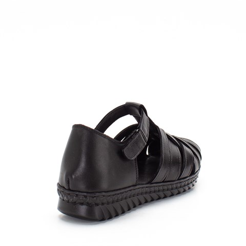 Kadın Siyah Bilekten Cırt Cırtlı Gladyatör Sandalet