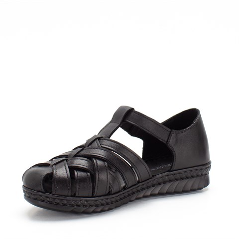 Kadın Siyah Bilekten Cırt Cırtlı Gladyatör Sandalet