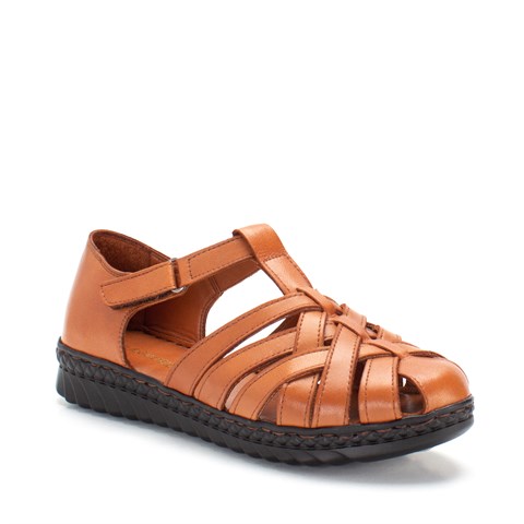 Kadın Taba Bilekten Cırt Cırtlı Gladyatör Sandalet