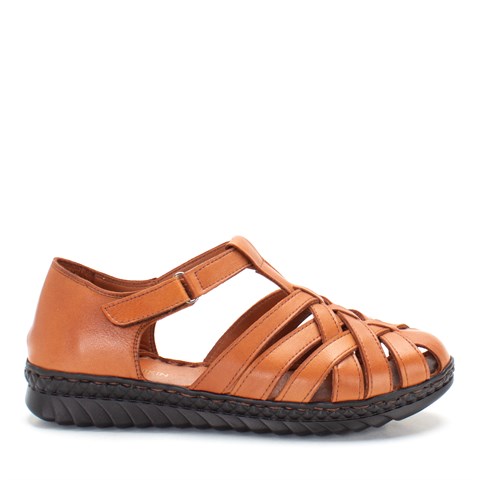 Kadın Taba Bilekten Cırt Cırtlı Gladyatör Sandalet