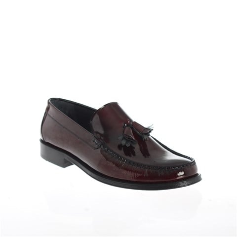 Erkek Bordo Kösele Taban Açma Deri Loafer