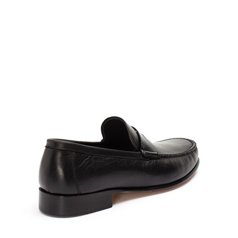 Erkek Siyah Kösele Taban Deri Loafer