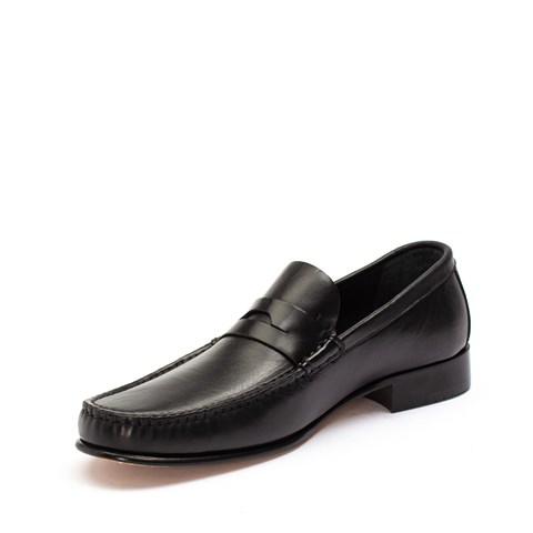 Erkek Siyah Kösele Taban Deri Loafer