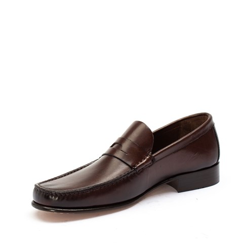 Erkek Kahverengi Kösele Taban Deri Loafer