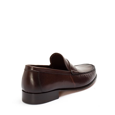 Erkek Kahverengi Kösele Taban Deri Loafer