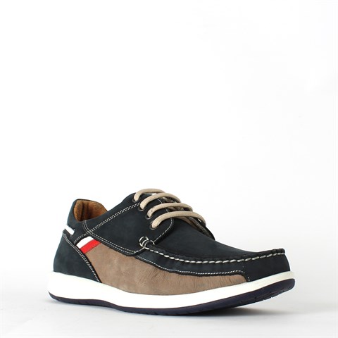 Erkek Lacivert Bağcıklı Nubuk Deri Günlük Ayakkabı