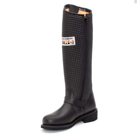 Harley Davidson Kadın Siyah Tokalı Uzun Deri Çizme