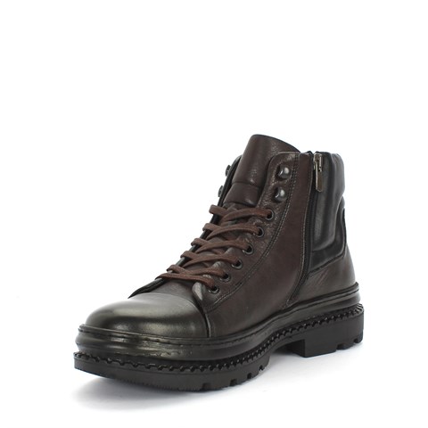 Erkek Kahverengi Bağcıklı Fermuarlı Deri Bot