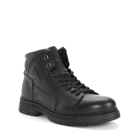 Erkek Siyah Bağcıklı Fermuarlı Deri Bot