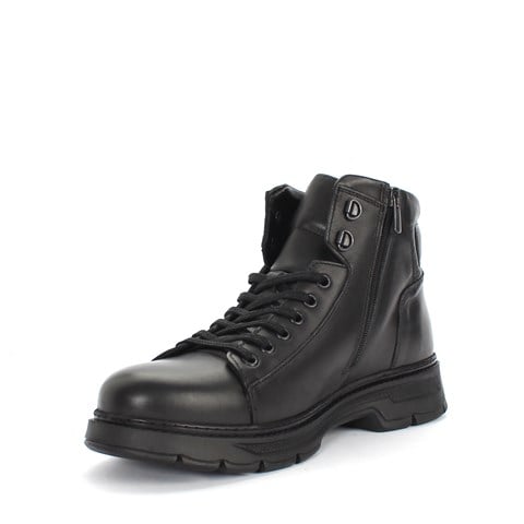 Erkek Siyah Bağcıklı Fermuarlı Deri Bot