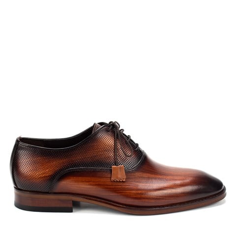 Erkek Taba Bağcıklı Deri Klasik Ayakkabı