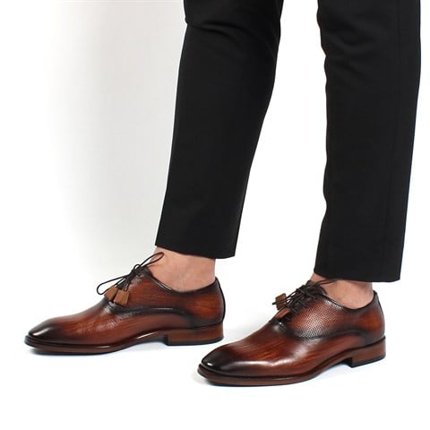 Erkek Taba Bağcıklı Deri Klasik Ayakkabı