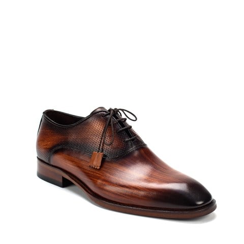 Erkek Taba Bağcıklı Deri Klasik Ayakkabı