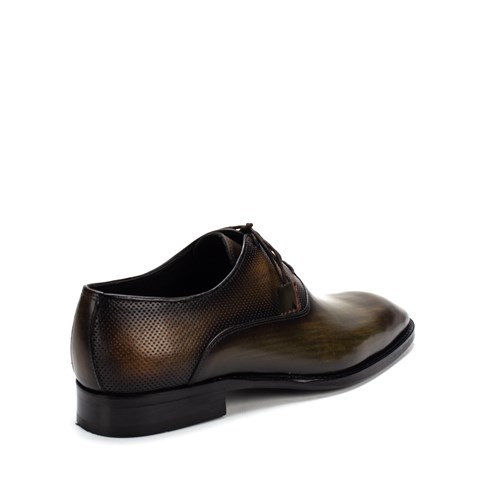 Erkek Haki Bağcıklı Deri Klasik Ayakkabı