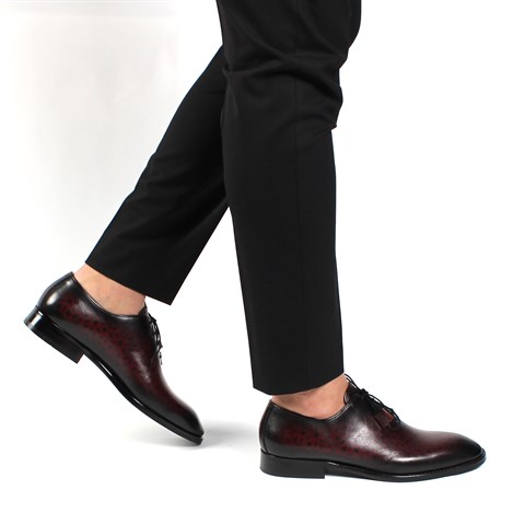Erkek Bordo Bağcıklı Deri Klasik Ayakkabı